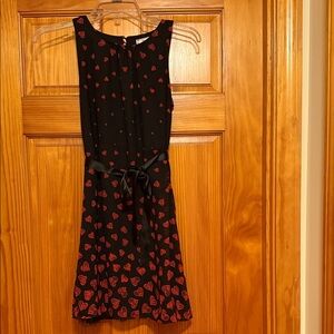 Chic Black Dress with Red Heart Pattern Perfect for Valentines Day 💕